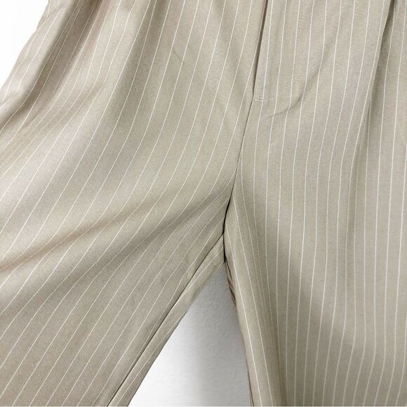 Blu Pepper Nordstrom Pin Stripe Trouser Slacks Beige Pants Wide Leg XL - Picture 7 of 11